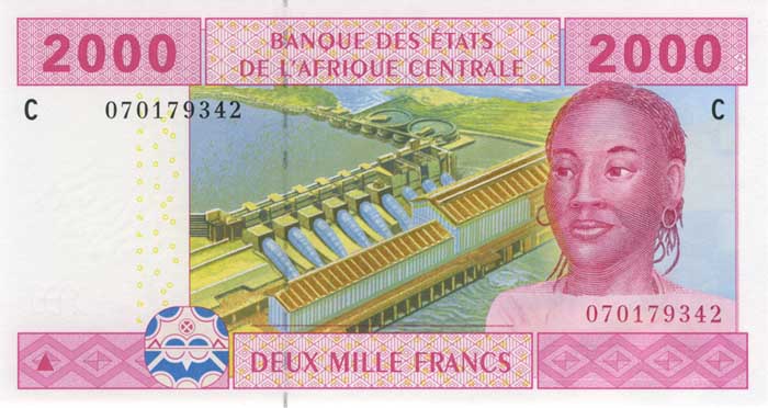 Лицевая сторона банкноты Чада номиналом 2000 Франков