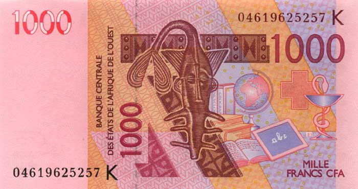 Лицевая сторона банкноты Того номиналом 1000 Франков