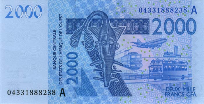 Лицевая сторона банкноты Гвинеи-Бисау номиналом 2000 Франков