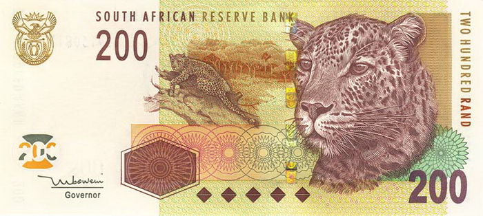 Лицевая сторона банкноты ЮАР номиналом 200 Рэндов