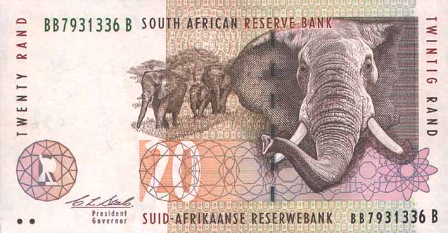 Лицевая сторона банкноты ЮАР номиналом 20 Рэндов