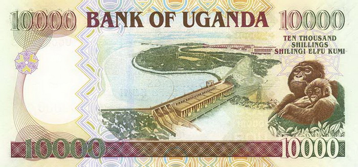 Обратная сторона банкноты Уганды номиналом 10000 Шиллингов