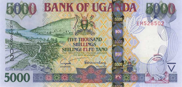 Лицевая сторона банкноты Уганды номиналом 5000 Шиллингов