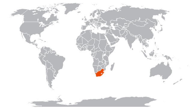ЮАР на карте мира