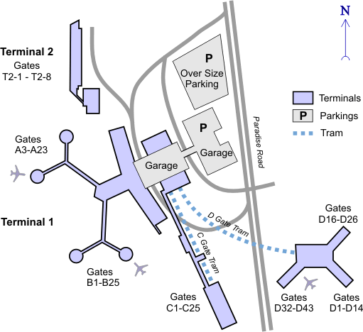Схема парковок аэропорта Лас-Вегаса