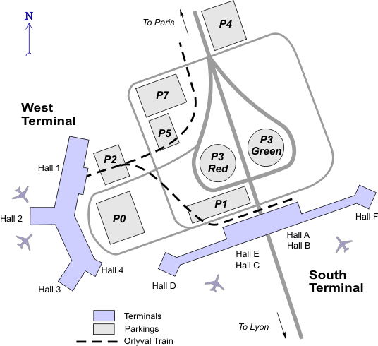 Схема  аэропорта Орли