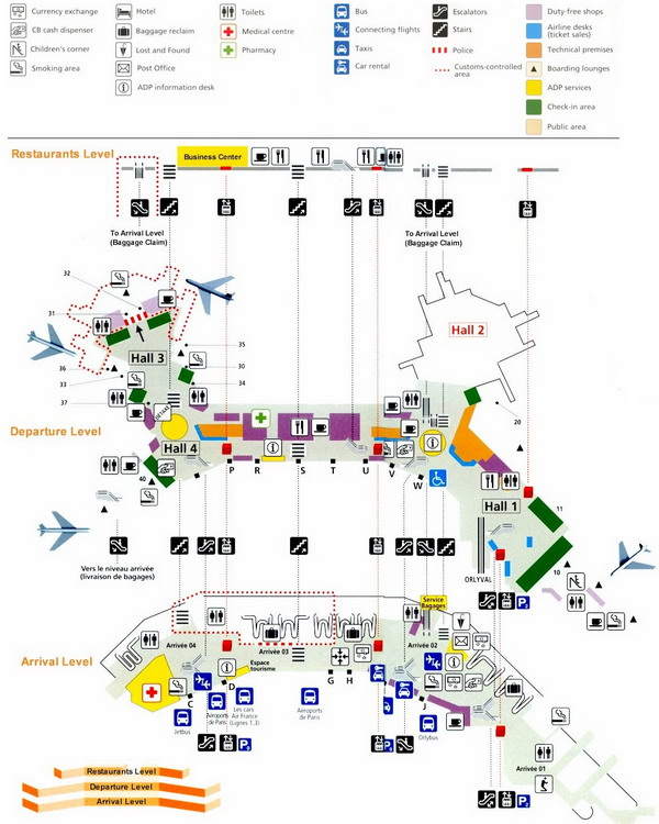 Схема западного крыла аэропорта Орли