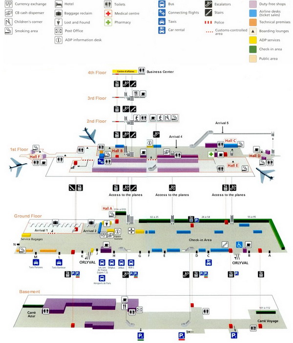 Схема южного крыла аэропорта Орли