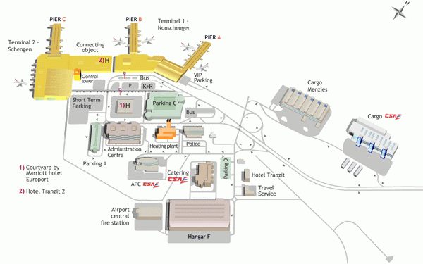 Схема аэропорта Праги