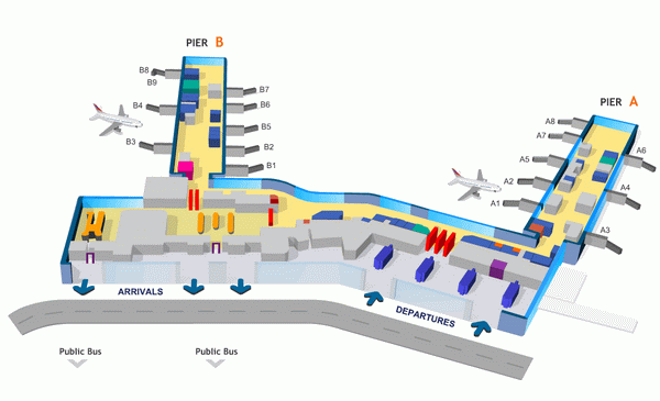 Схема Терминала 1 аэропорта Праги