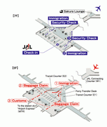 Схема терминалов авиакомпании JAL аэропорта Гонконга