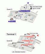 Схема терминалов авиакомпании JAL аэропорта Нью-Йорка (Джон Ф. Кеннеди)