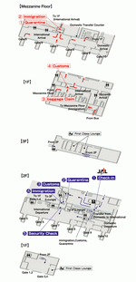 Схема терминалов авиакомпании JAL аэропорта Куаньдяна