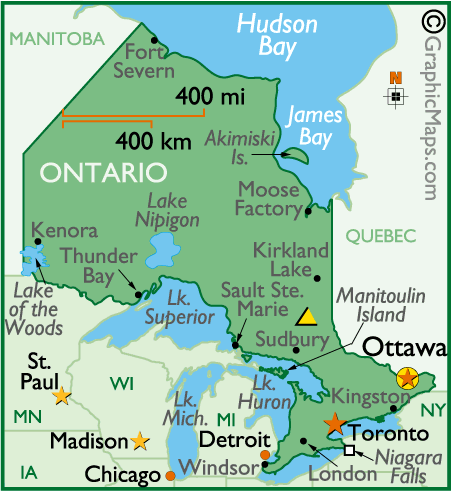 Карта Онтарио.