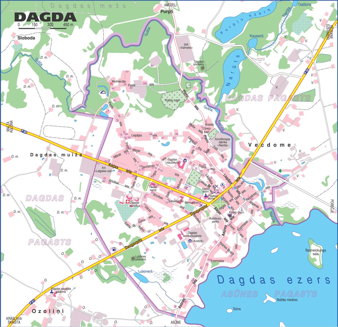 Подробная карта Дагды
