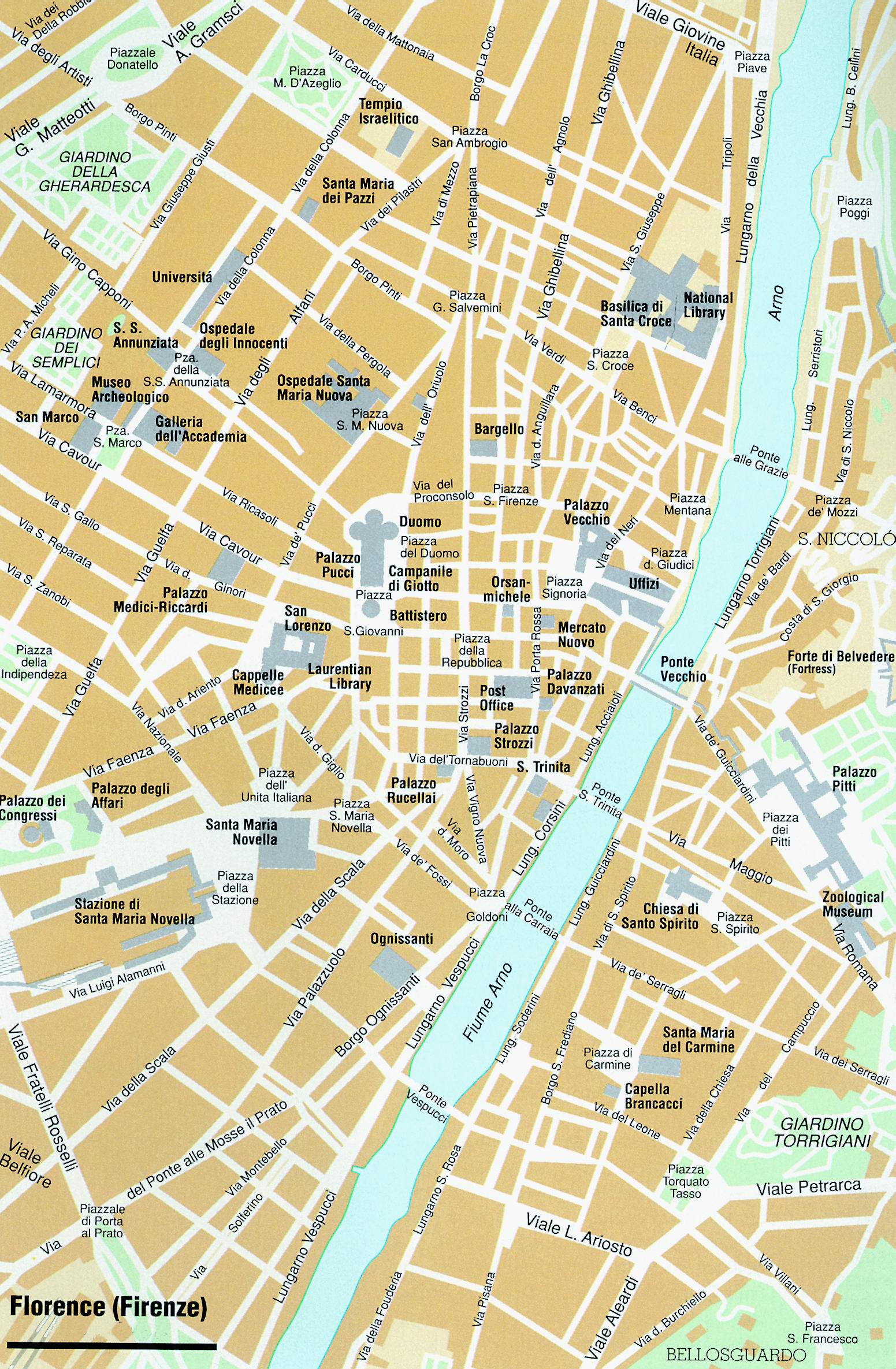 Подробная карта Флоренции