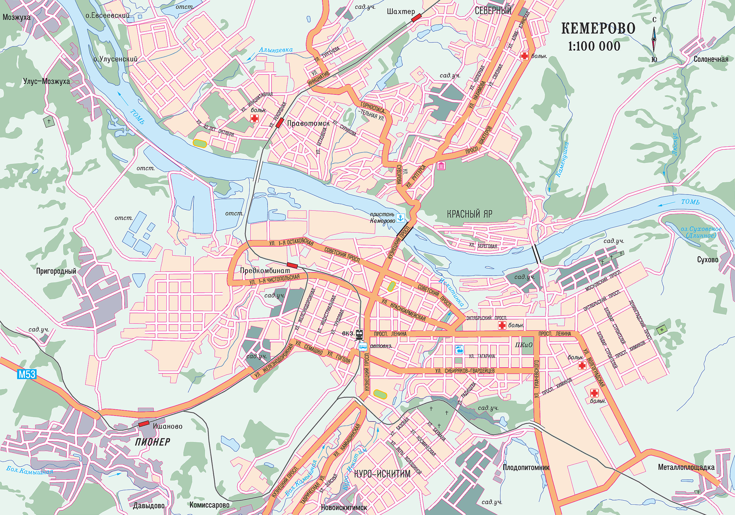 Подробная карта Кемерово