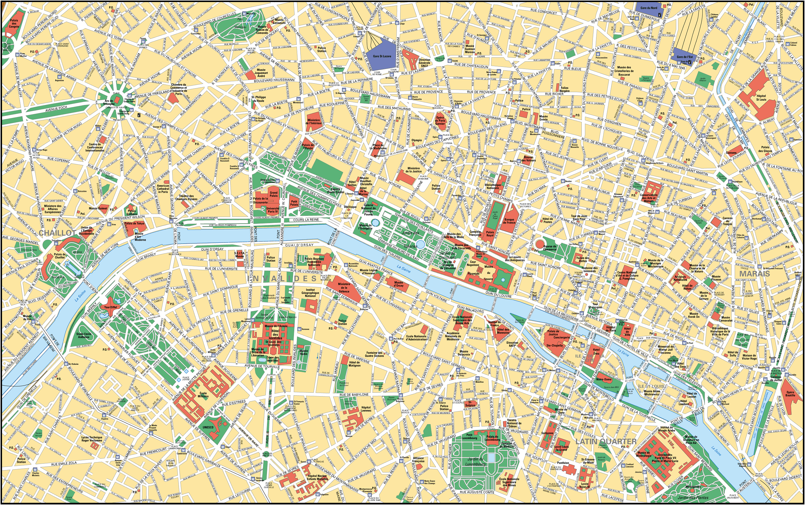 Подробная карта Парижа