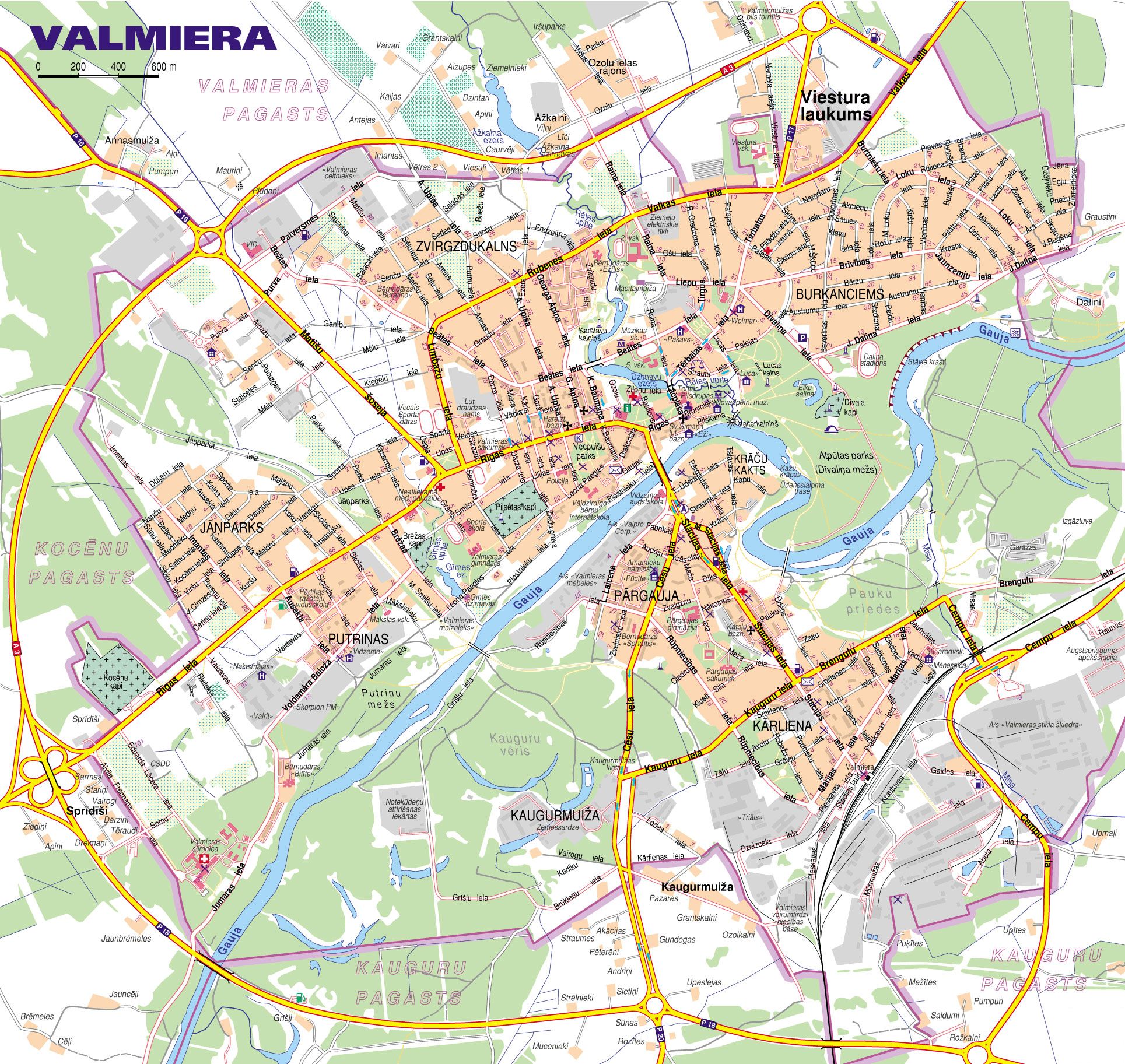 Подробная карта Валмиеры