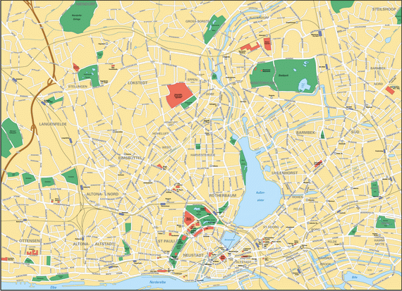 Подробная Карта Гамбурга. Гамбург карта города