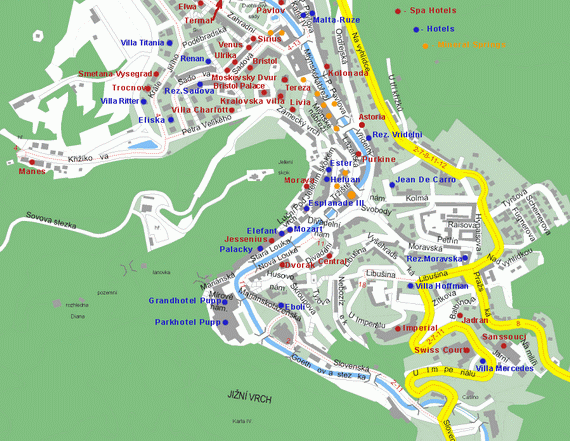 Карта Карловых Вар