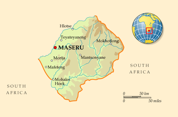 Подробная карта Лесото