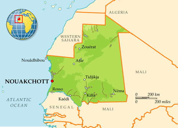 Подробная карта Мавритании