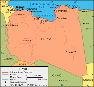 Подробная карта Ливии