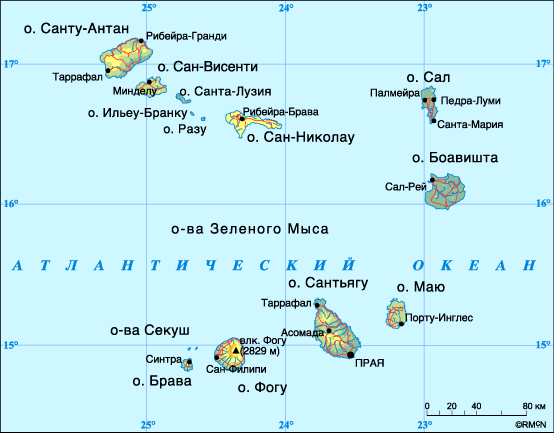 Подробная карта Кабо-Верде