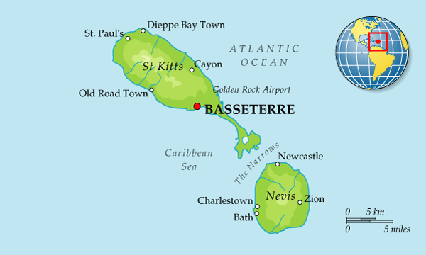 Карта Сент-Китс и Невис