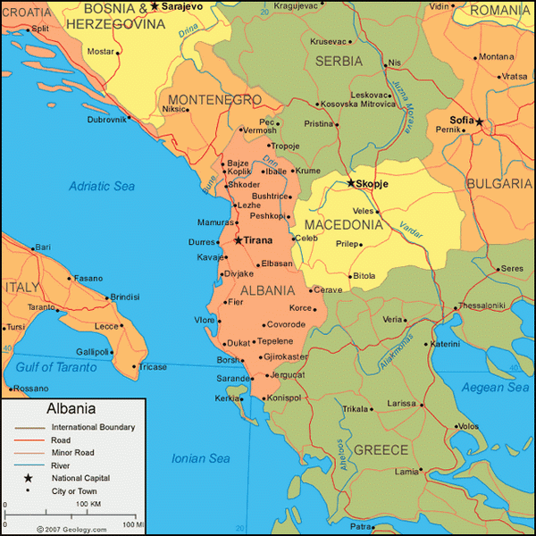 скачать карту албании