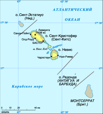 Карта Сент-Китс и Невис