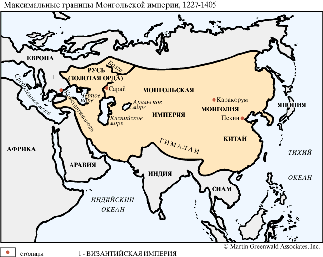 Границы Монгольской империи, 1227
