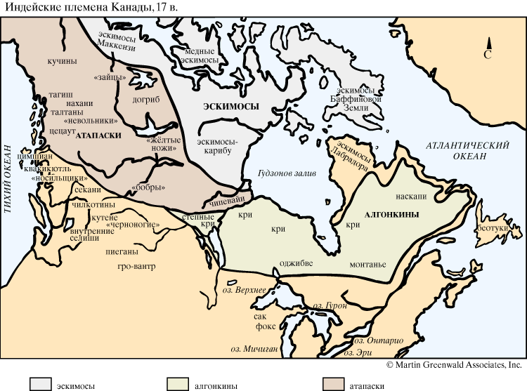 Индейские племена Канады, 17 в.