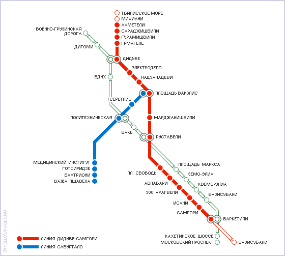 Подробная схема метро Тбилиси