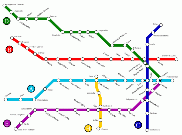 Схема метро Буэнос-Айреса