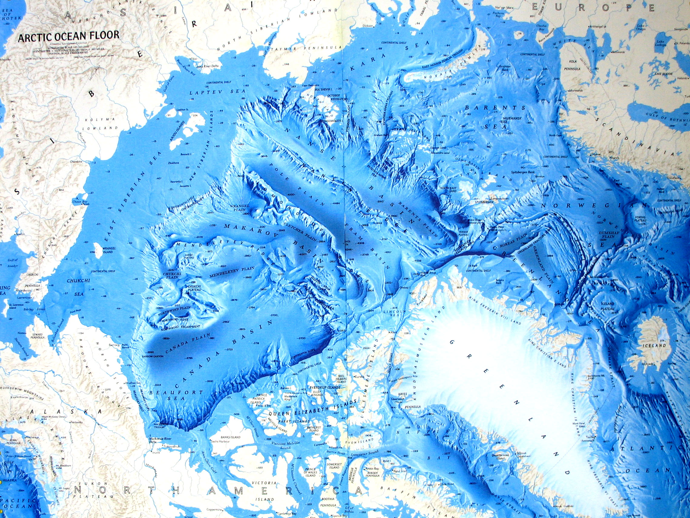 Подробная карта Северного-Ледовитого океана