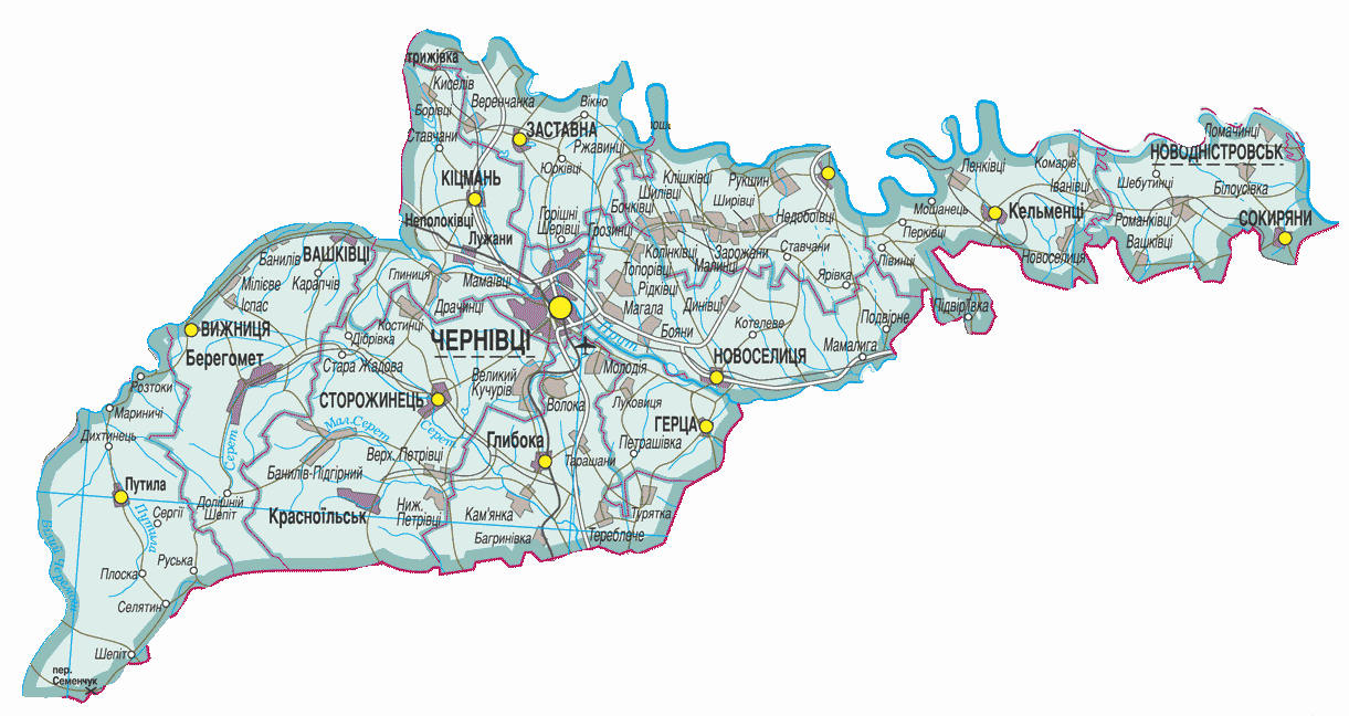 Карта Чернівецької Області Путильський Район