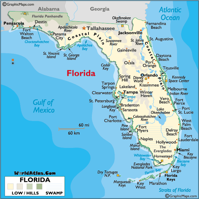 Подробная карта Флориды — Planetolog.ru