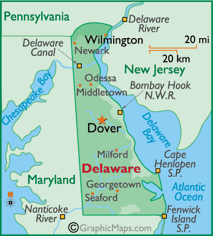 Карта Делавера