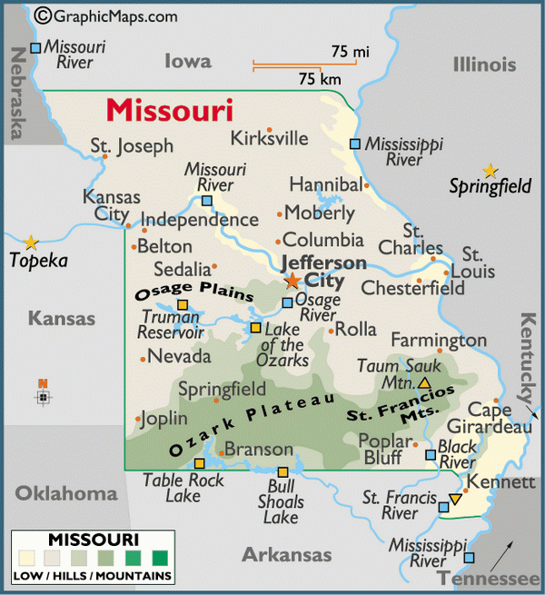Карта Миссури
