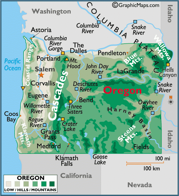 Карта Орегона