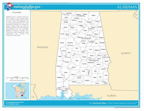 Карта округов Алабамы