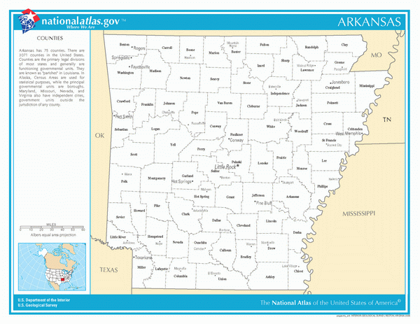 Карта округов Арканзаса