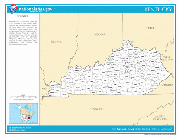 Карта округов Кентукки