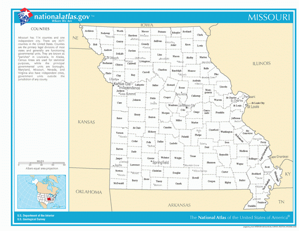 Карта округов Миссури