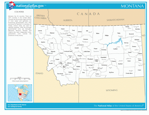 Карта округов Монтаны