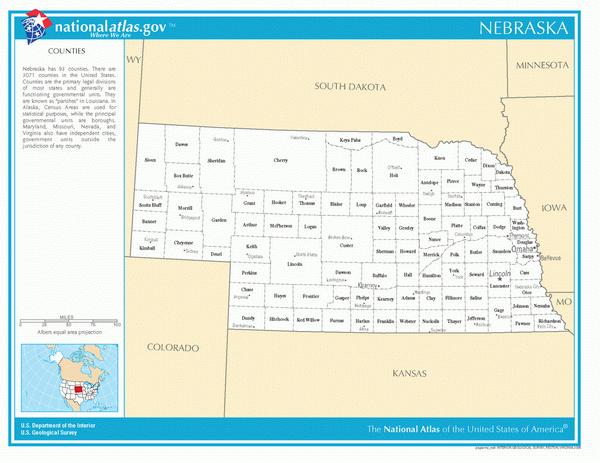 Карта округов Небраски