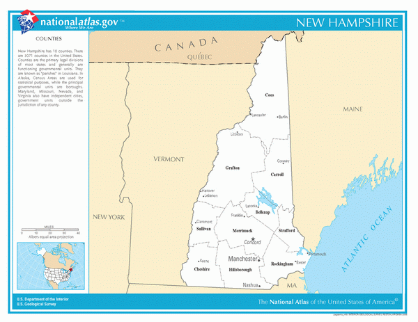 Карта округов Нью-Гемпшира