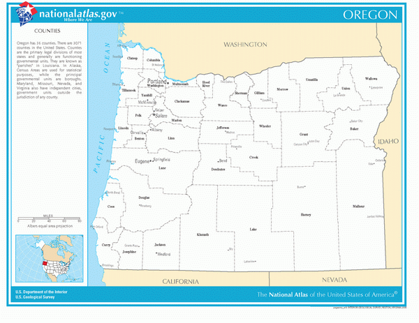 Карта округов Орегона